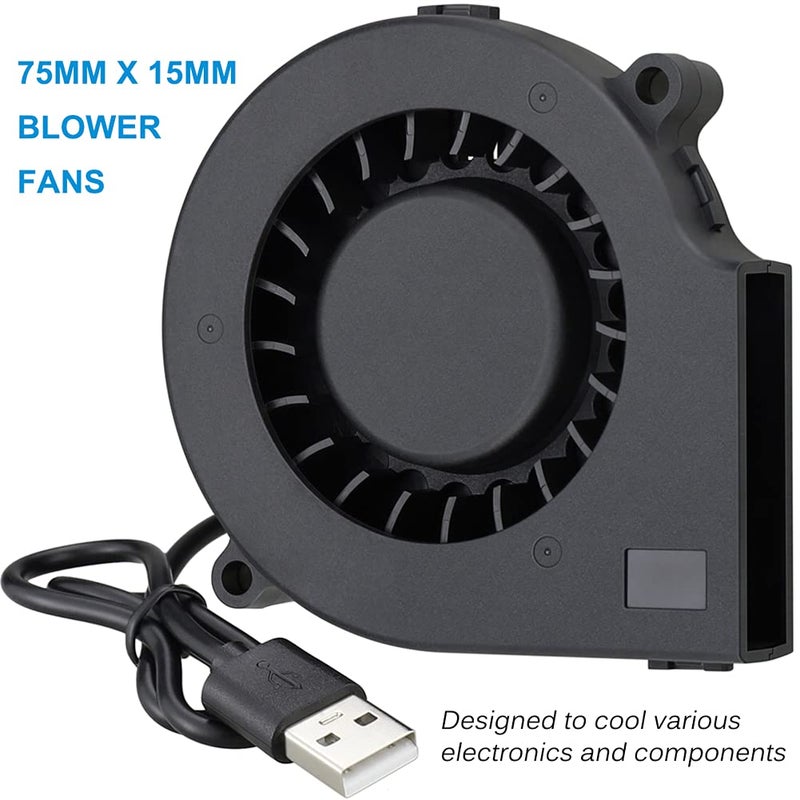 GDSTIME 75mm USB Blower Fan with 3 Speeds Control, 7515 5V DC Brushless Turbine Turbo Cooling Fan for Helmet Laptop 3D Printer Ventilaiton - Image 5